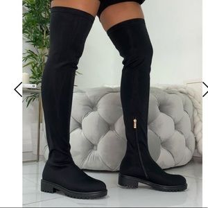 Simmi London Jamie Black Lycra Flat Boots